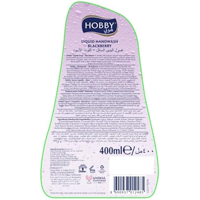 Hobby BLACKBERRY LIQUID HANDWASH SOAP | ANTI-BACTERIAL & SKIN-FRIENDLY PH VALUE | MOISTURIZING GLYCERIN SOAP | 400ML - Image 2